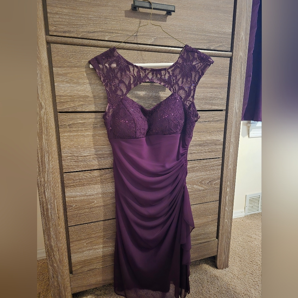 Betsy & Adam Deep Purple Lace Dress